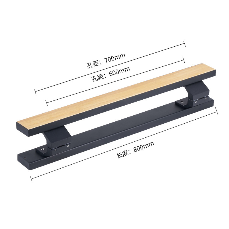 有框玻璃大门侧装把手加厚不锈钢包边实木刻字原木色木门拉手现货