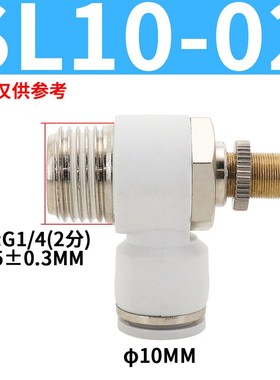 SC/SL6-01/SL8-M5/SL8-02/SL10-03/SL12-01白色可调L型节流调速阀