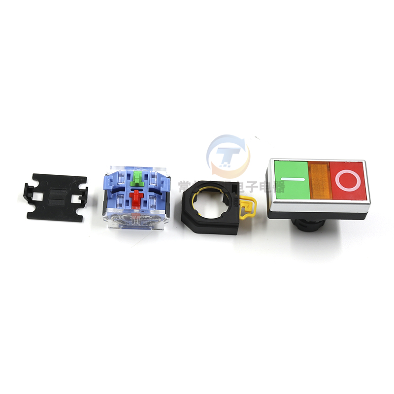 一佳电源平钮按钮开关LA38-11B/203自复位双头位22mm双键常开常闭