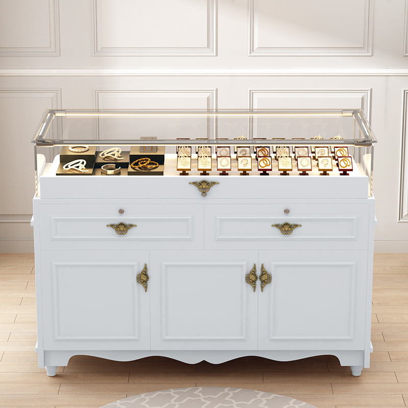 饰品展示柜欧式烤漆珠宝小柜台银器玉石陈列玻璃柜精品产品玻璃柜