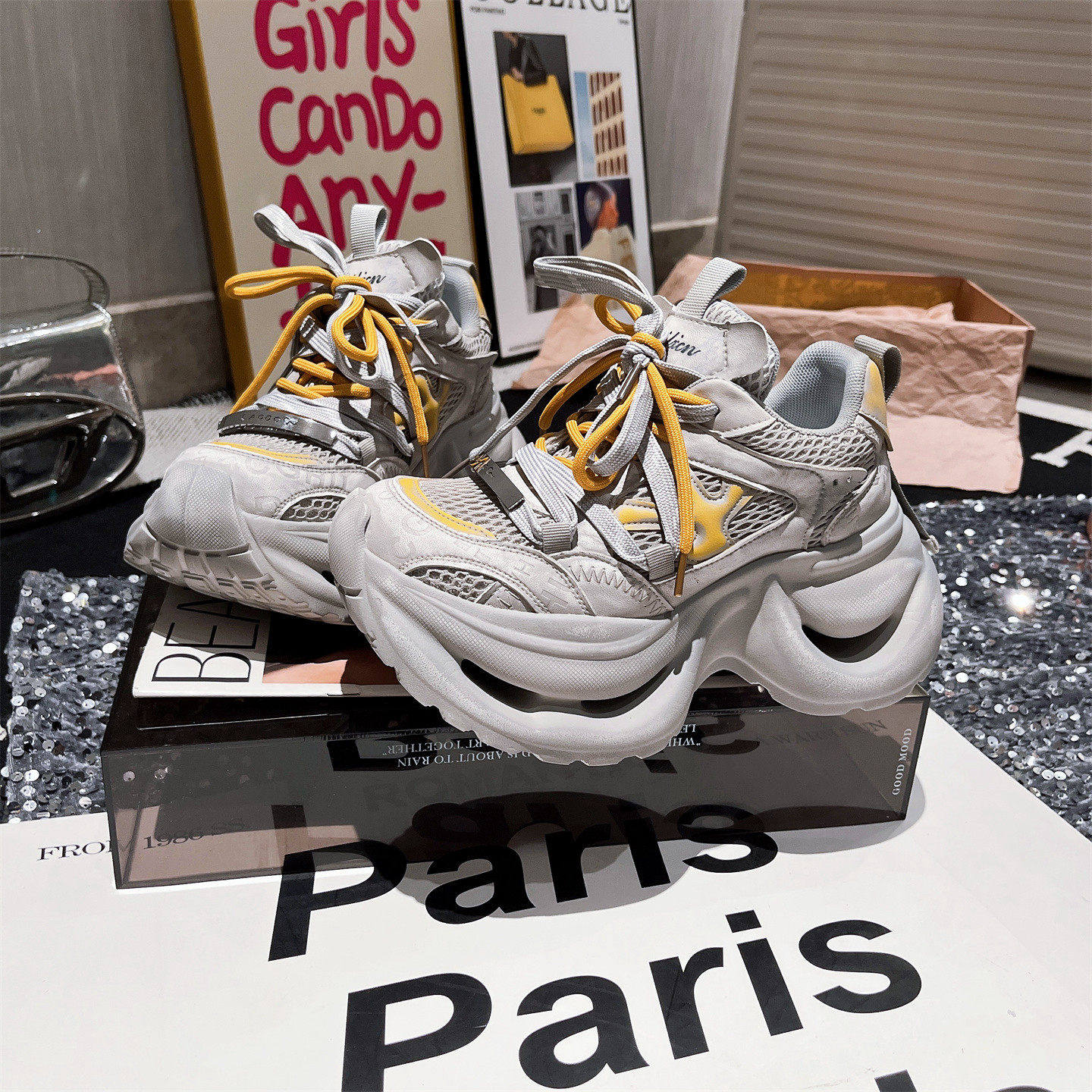 真皮版~欧货擦色做旧金属牌系带厚底松糕小个子老爹鞋运动鞋女鞋,女鞋,老爹鞋,淘宝优惠券,粉丝福利购,淘宝优惠卷