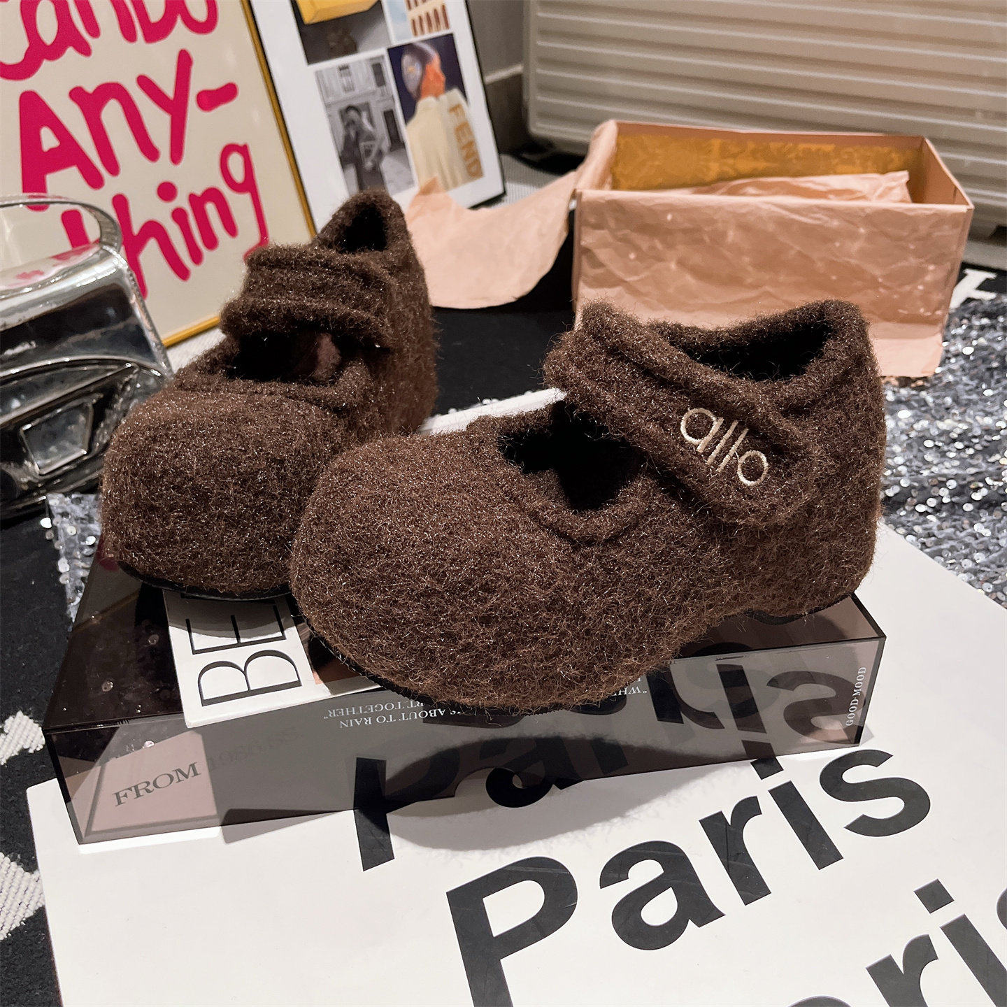 欧货毛呢毛毛鞋一字玛丽珍厚底松糕小个子6cm加绒棉瓢勃肯鞋女鞋,女鞋,勃肯鞋/软木鞋,淘宝优惠券,粉丝福利购,淘宝优惠卷