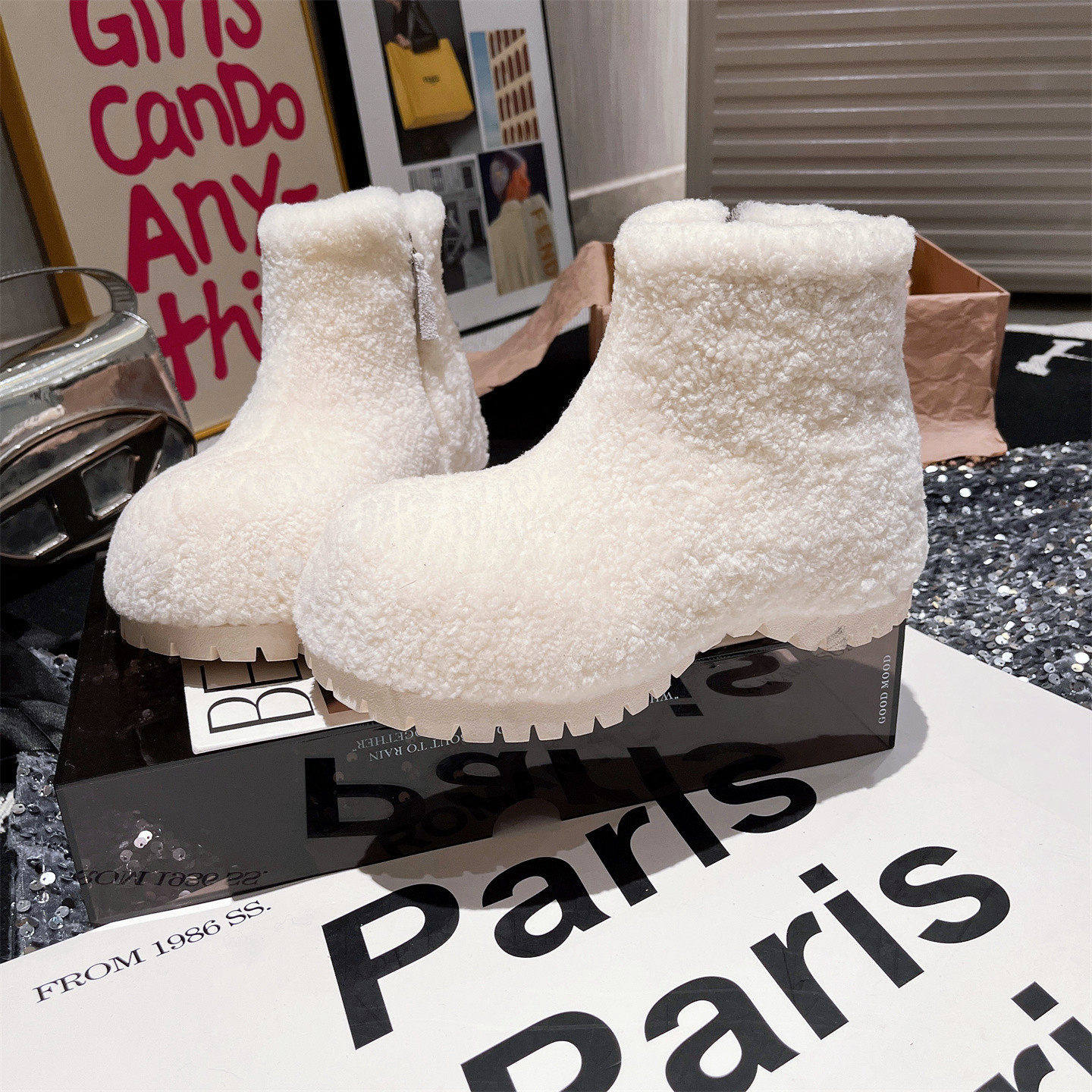 羊毛版~欧货羊羔毛毛鞋内增高小个子6cm雪地棉靴勃肯鞋小土豆女鞋,女鞋,时尚雪地靴,淘宝优惠券,粉丝福利购,淘宝优惠卷