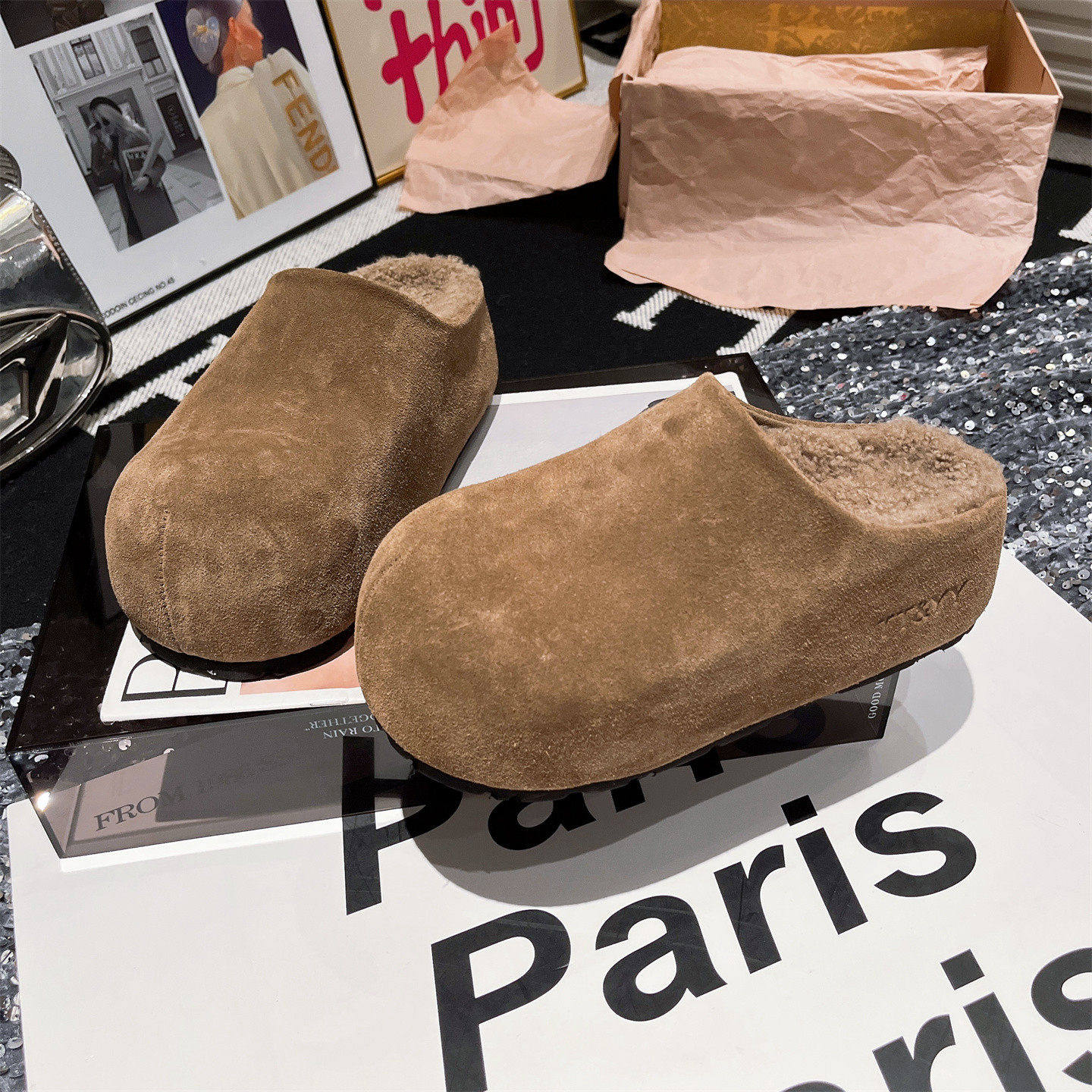 2025新款卡皮巴拉真皮羊羔毛毛鞋大头厚底松糕包头半拖鞋外穿女鞋,女鞋,勃肯鞋/软木鞋,淘宝优惠券,粉丝福利购,淘宝优惠卷