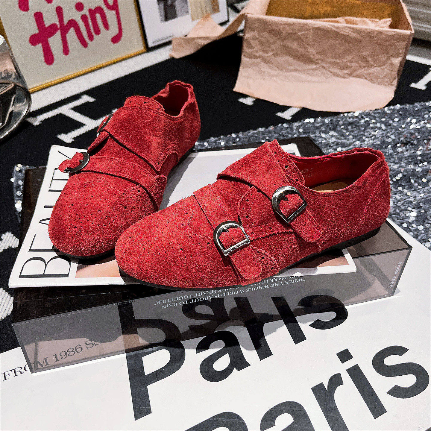 羊皮版~欧货磨砂皮布洛克雕花芭蕾风乐福鞋单鞋平底鞋小皮鞋女鞋,女鞋,勃肯鞋/软木鞋,淘宝优惠券,粉丝福利购,淘宝优惠卷