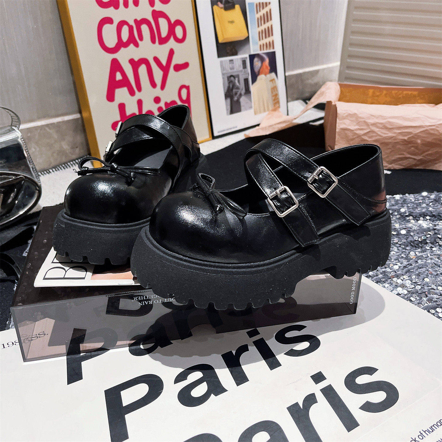 真皮版~交叉带一字玛丽珍大头蝴蝶结厚底松糕浅口勃肯鞋乐福鞋女,女鞋,玛丽珍鞋,淘宝优惠券,粉丝福利购,淘宝优惠卷