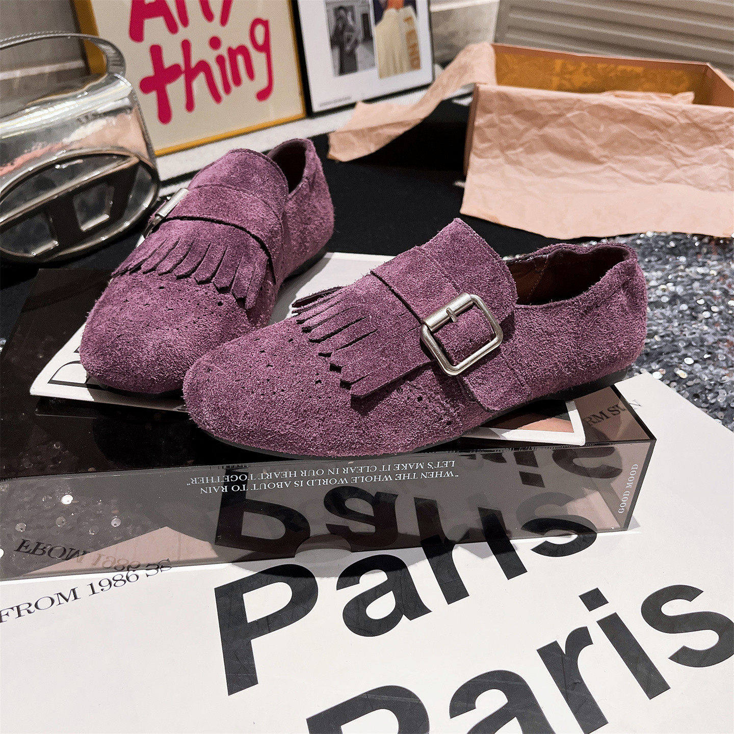 牛皮脚垫羊皮版~欧货真皮金属扣流苏豆豆鞋勃肯鞋平底一脚蹬女鞋,女鞋,勃肯鞋/软木鞋,淘宝优惠券,粉丝福利购,淘宝优惠卷