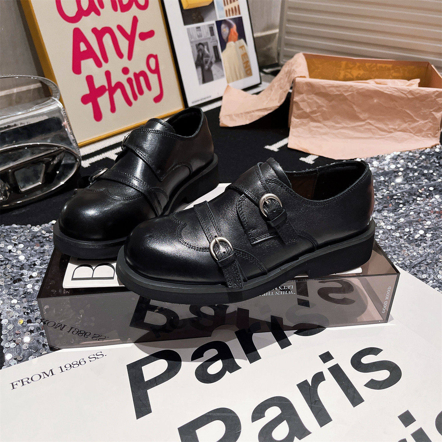 牛皮版~韩版ins超火金属扣雕花布洛克JK小皮鞋乐福鞋单鞋平底女鞋,女鞋,牛津鞋/布洛克鞋/德比鞋,淘宝优惠券,粉丝福利购,淘宝优惠卷