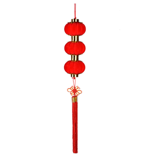 大红植绒小灯笼景盆挂饰连串小灯笼户外阳台中式春节喜庆装饰布置