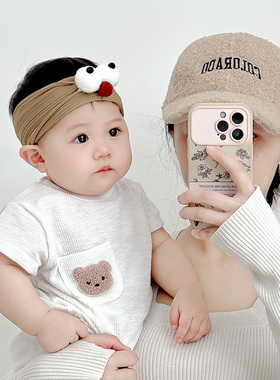 新生婴儿护囟门发带空顶帽男女宝宝超萌立体眼睛发饰婴幼儿童头箍