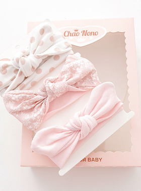 ins婴儿棉质发带礼盒组合护囟门蝴蝶结女宝宝发饰头饰0-2岁婴幼儿