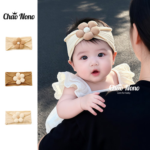 春夏季新生儿花朵护囟门胎帽发带