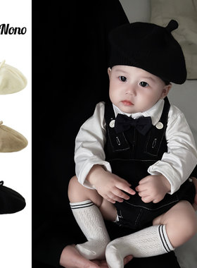 春秋季婴儿帽子男女宝宝针织毛线帽韩版时尚婴幼儿童贝雷帽南瓜帽