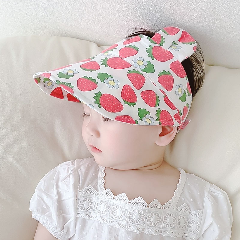 可爱卡通草莓婴儿防晒空顶帽