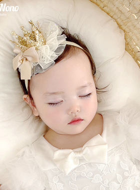 韩国时尚婴儿发带立体蕾丝皇冠公主发饰女宝宝生日头饰新生儿头箍