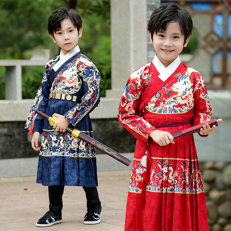 儿童汉服男童古装飞鱼服宝宝唐装