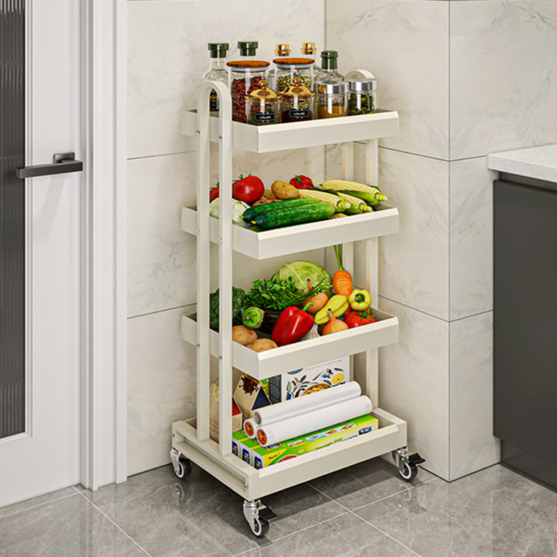 厨房蔬菜置物架家用落地多层可移动放水果菜篮子收纳层架小推车架