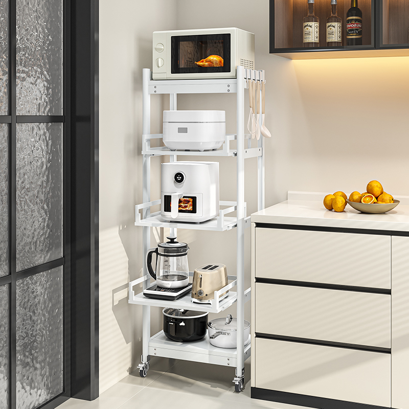厨房置物架落地多层抽拉式放锅架电饭煲微波炉家用电器锅具收纳架