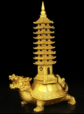 黄铜龙龟文昌塔摆件九层