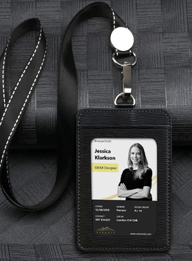 高档ID证件皮革卡套皮质胸牌员工胸卡公交卡包地铁卡门禁卡横版挂牌学生校牌身份保护套挂脖吊绳挂绳定制印刷