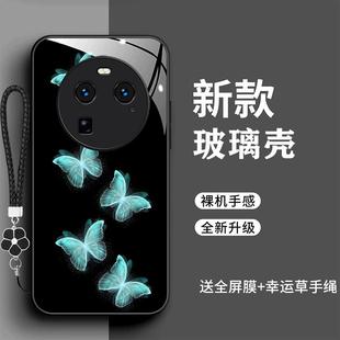 OPPOFindX6Pro手机壳OPPOFindX6简约时尚 findx6女超薄 蝴蝶fnidx6全包耐脏玻璃壳PGFM10高级感防摔PGEM10新款