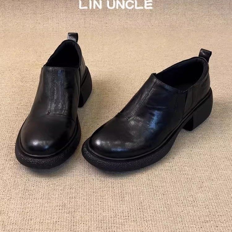 现货版~复古擦色绑带乐福鞋平底豆豆鞋一脚蹬单鞋女英伦风小皮鞋,女鞋,高帮鞋,淘宝优惠券,粉丝福利购,淘宝优惠卷