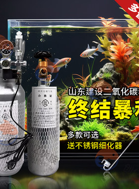 水草缸二氧化碳套装co2钢瓶山东建设钢瓶两升四升牧梵单双减压表