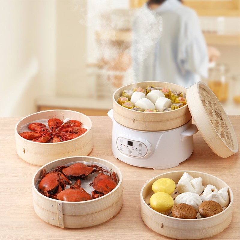 AYP竹电蒸锅家用三层多功能大容型商用量竹蒸笼蒸包子馒头花馍小