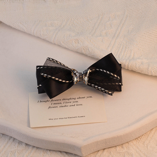 头花头饰发饰2025新款高端黑色蝴蝶结发夹女后脑勺发量多半扎发冬