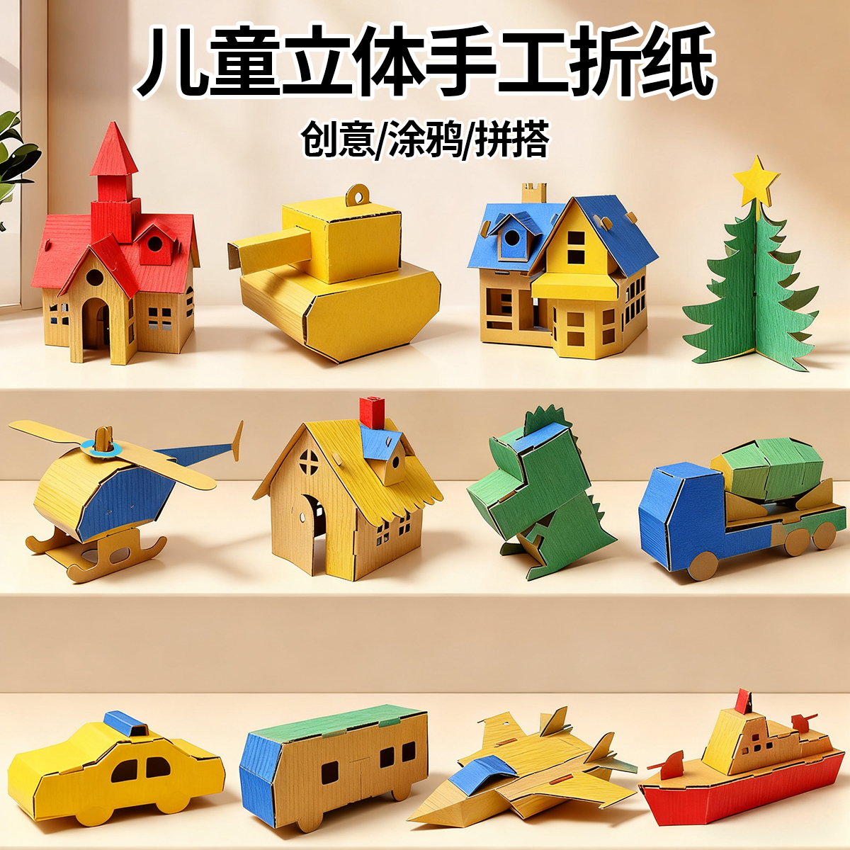 【益智手工】纸板小屋模型