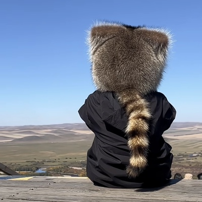 【超可爱的小朋友】小浣熊皮草帽