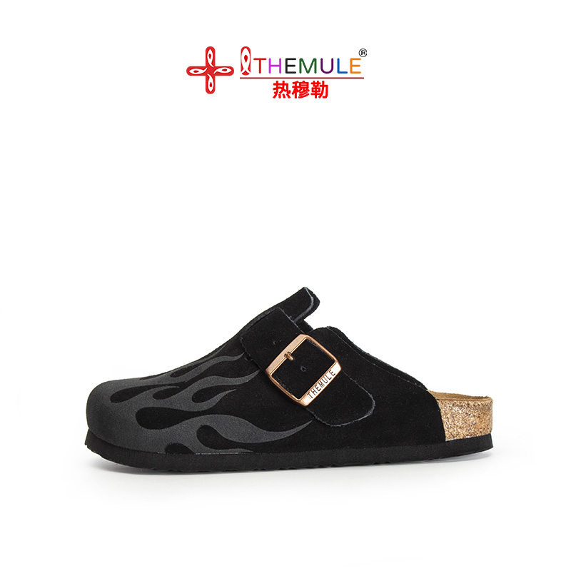 THEMULE新款真皮包头半拖鞋