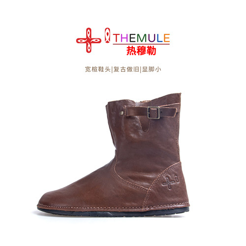 复古做旧真皮女马丁靴秋冬宽楦