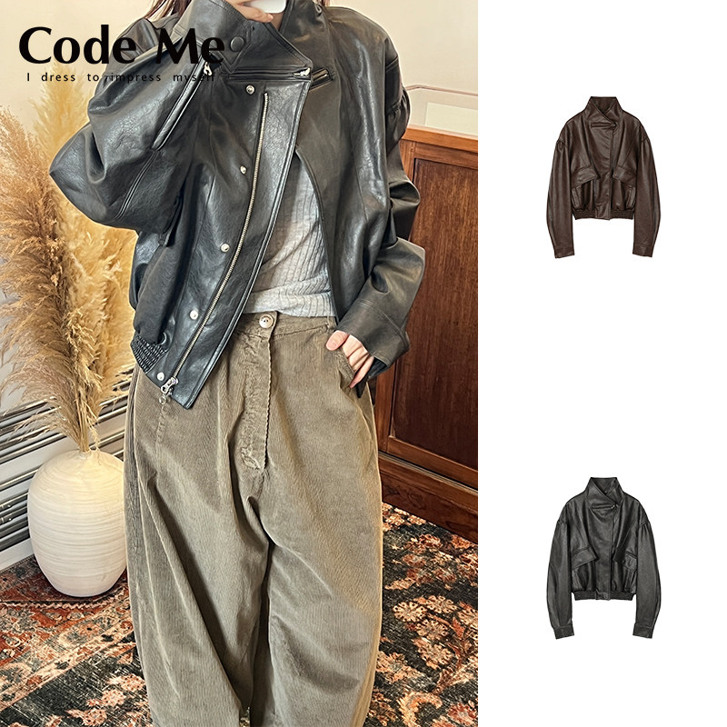 LOWCLASSIC双色复古机车皮衣