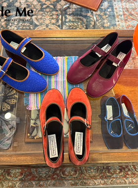 现货授权Drogheria Crivellini手工纽带平底玛丽珍鞋