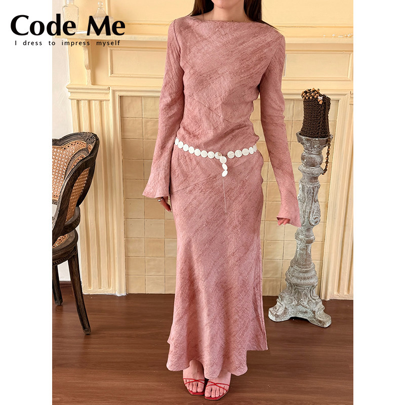 ii sense 国内现货 烟粉色纯棉肌理连衣裙鱼尾裙 CodeMe买手店