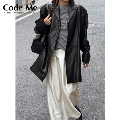 ETHOS黑色皮衣夹克春夏新品外套