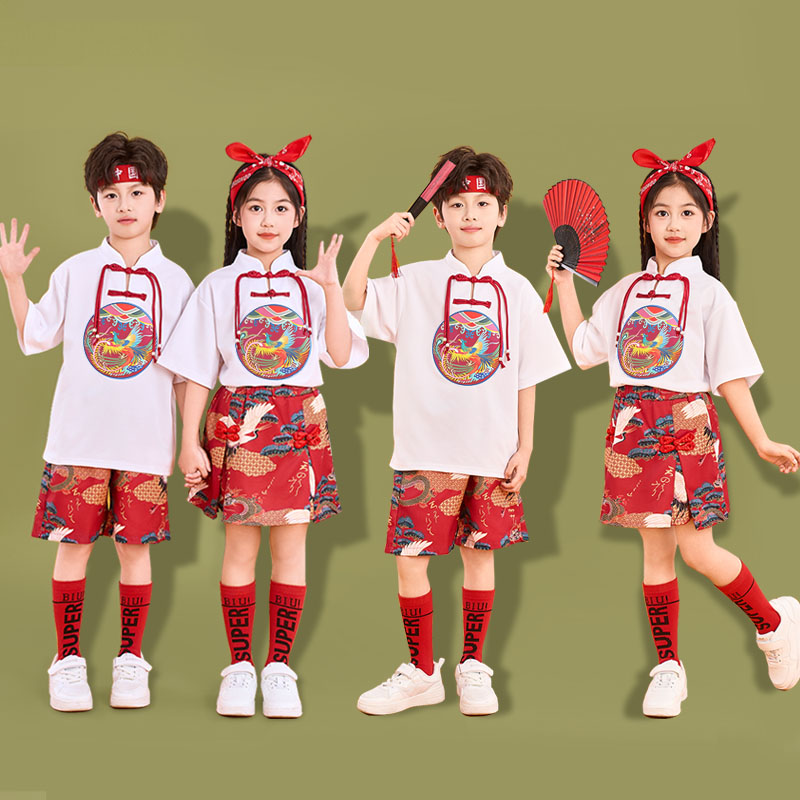 六一儿童啦啦队幼儿园合唱表演班服小学生运动会中国风服装演出服