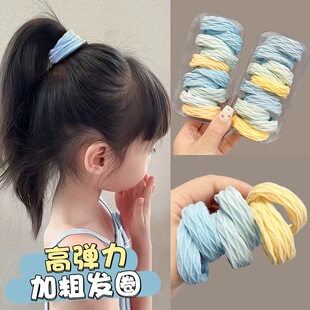 扎高马尾丸子头发圈加粗高弹条纹防滑发绳不伤发皮筋ins网红发绳