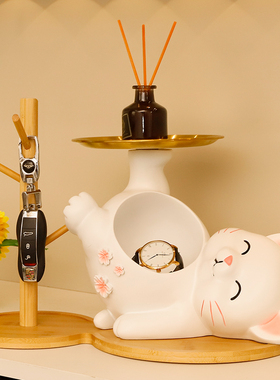 招财猫入户门口玄关钥匙收纳摆件客厅电视柜家居装饰乔迁新居礼品