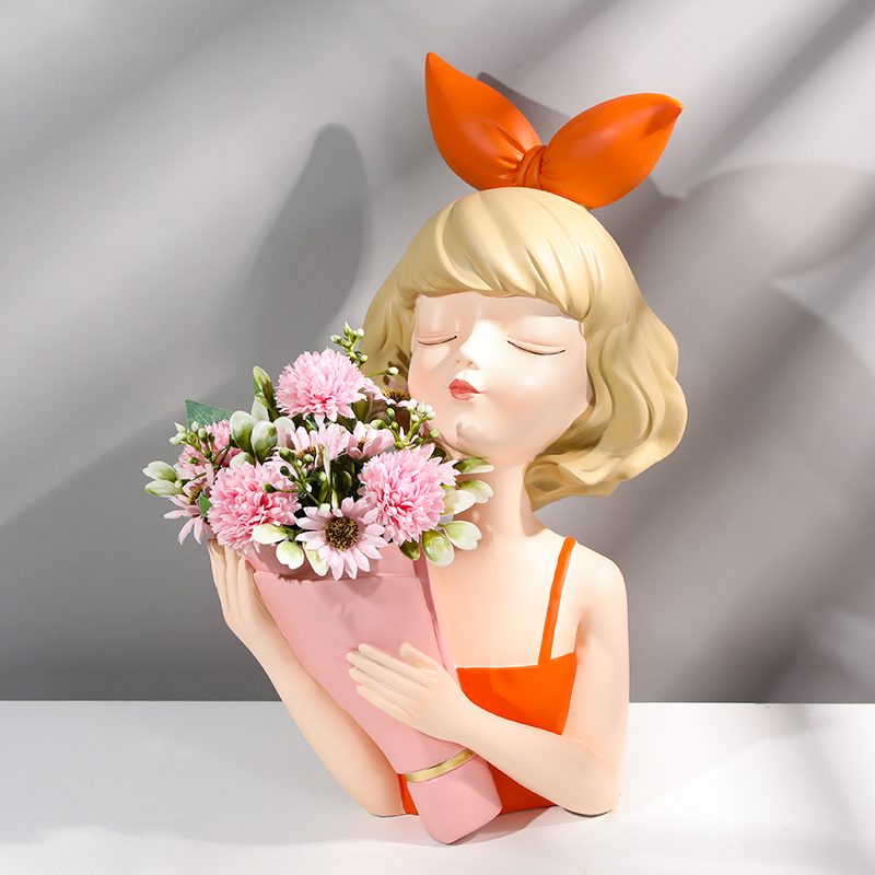 女孩花瓶摆件家居客厅电视柜