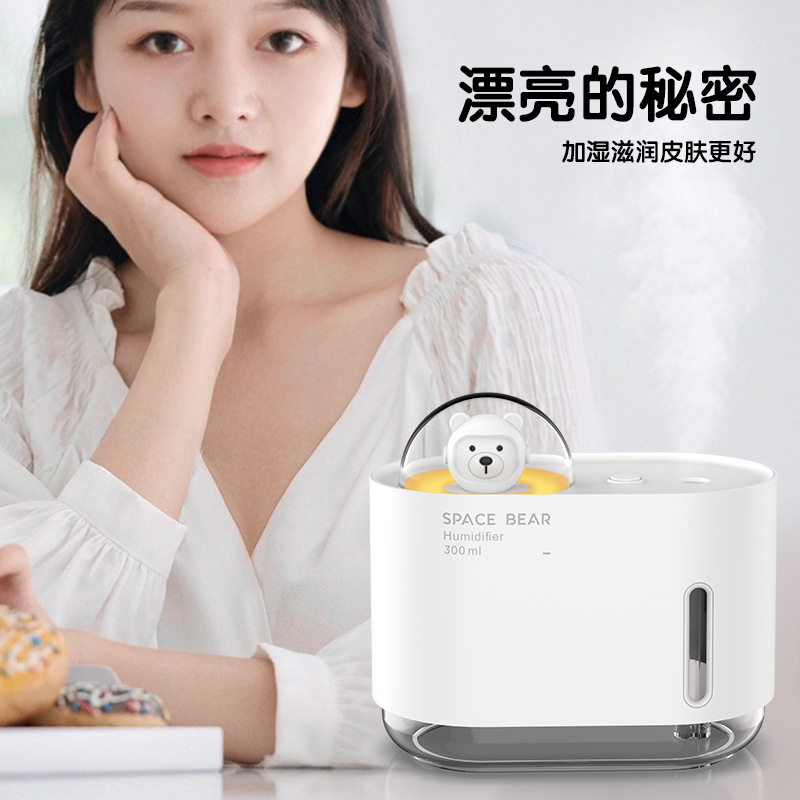 新款萌宠迷你加湿器 usb家用静音夜灯空气净化器桌面办公室香薰