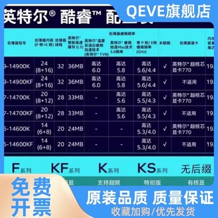 散片CPU处理器 14700K 14900K盒装 13600KF原盒I7