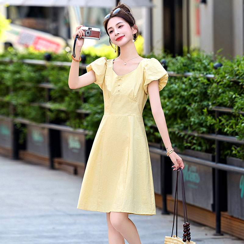 裙子女夏巨好看小众a字连衣裙