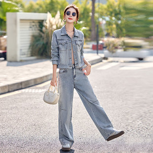 牛仔外套裤子套装两件套女装2026新款今年流行爆款超火一整套穿搭