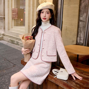 高端羊毛小香风套装女秋冬外套短裙两件套2025新款爆款轻奢高级感