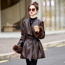 西装领PU皮衣免洗90羽绒服女中长款冬装外套2025新款今年流行爆款