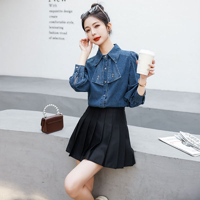 简可媚牛仔衬衫女叠穿内搭