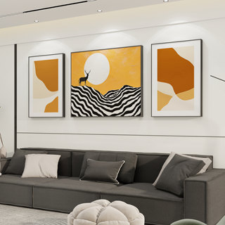 现代简约客厅装饰画轻奢壁画线条沙发挂画三联组合抽象背景墙画
