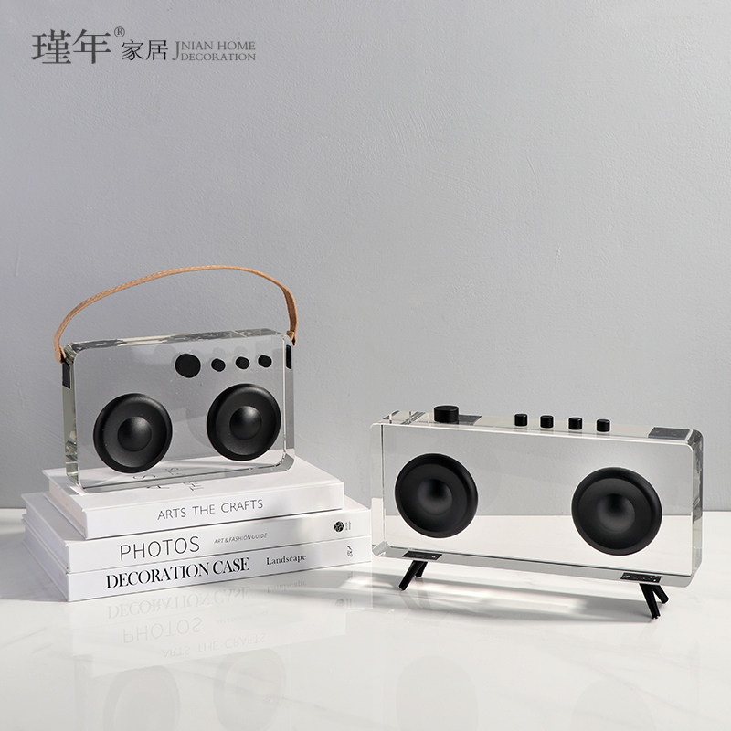 简约现代轻奢透明水晶客厅收音机